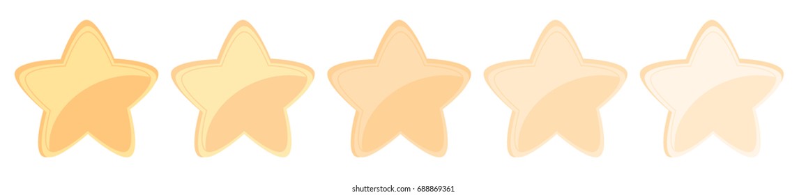 Isolated gold and yellow star icons in set, ranking mark. Modern simple favorite sign, decoration symbol for website design, web button, mobile app.