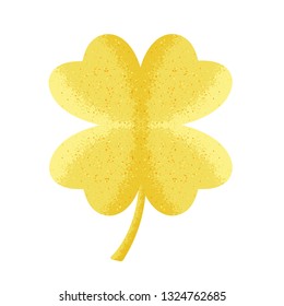 Isolated golden 4 leaf clover with grunge elements