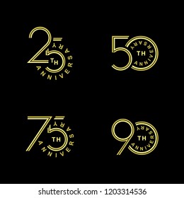 Isolated golden anniversary date logotypes