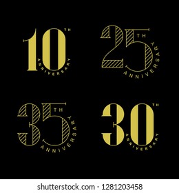 Isolated golden anniversary date logotypes