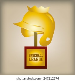 an isolated golden baseball trophy on a colored background