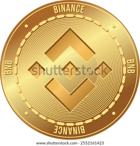 Isolated golden Binance crypto coin. Vector illustration