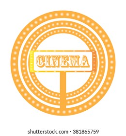 Isolated golden cinema presentation on a colored background