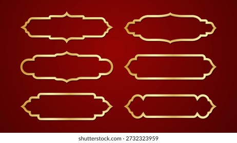 Isolated golden classic border frame set with elegant vintage shapes and metallic gold style. Professional vector frames for branding, certificates, packaging, invitations, and commercial graphic design use.