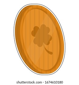 Isolated golden clover coin icon. Saint patricks icons - Vector