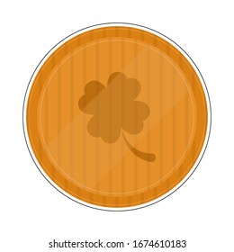 Isolated golden clover coin icon. Saint patricks icons - Vector