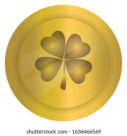 Isolated golden clover coin. Saint Paticks day - Vector