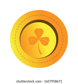 Isolated golden clover coin. Saint patricks day - Vector
