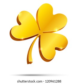 Isolated golden clover, illustration for St. Patrick's day