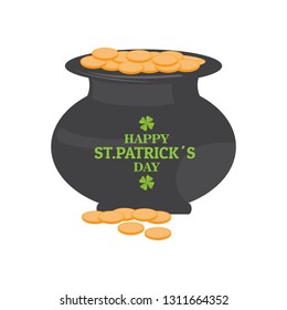 Isolated golden coin pot. St Patrick day. Vector illustration design