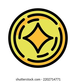 Isolated golden coin videogame icon Flat design Vector