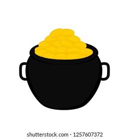 Isolated golden coins pot. Vector illustration design