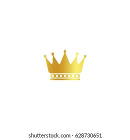 Isolated golden color crown logo on white background, luxury royal sign, jewel vector illustration.