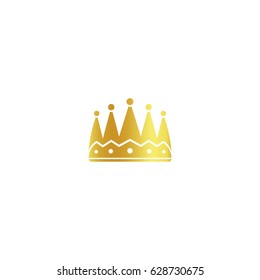 Isolated golden color crown logo on white background, luxury royal sign, jewel vector illustration.