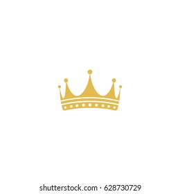 Isolated golden color crown logo on white background, luxury royal sign, jewel vector illustration.
