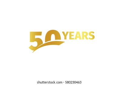 Isolated golden color number 50 with word years icon on white background, birthday anniversary greeting card element vector illustration