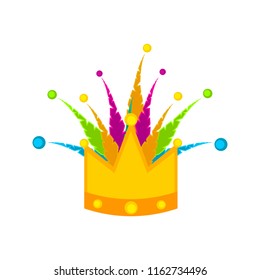 Isolated golden crown with feathers icon