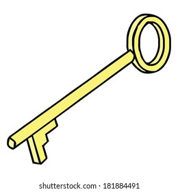 isolated golden door key, vector illustration