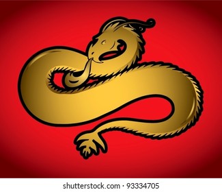 isolated golden dragon - 2012 year - vector illustration
