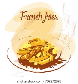 Isolated Golden French fries on a plate