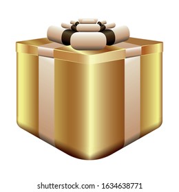 Isolated golden gift box on a white background - Vector