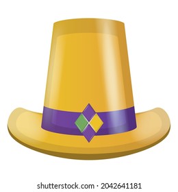 Isolated golden hat with a colored ribbon