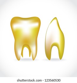 isolated golden human teeth - illustration