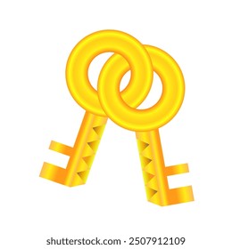 Isolated Golden Key Cartoon Vector Illustration. Suitable for Security Access Content