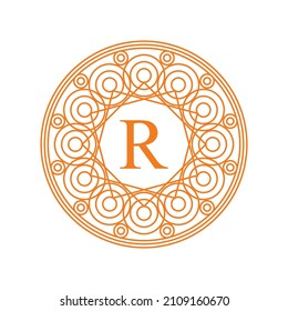 Isolated golden logo design with letter on white background
