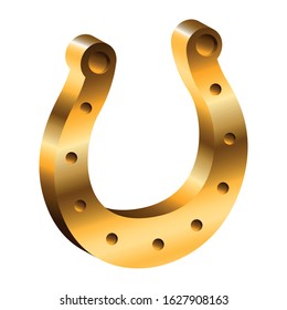 Isolated golden lucky horseshoe. Saint patricks day - Vector
