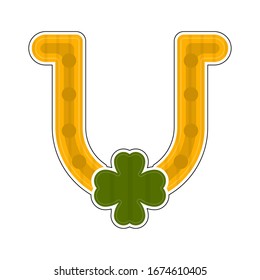 Isolated golden lucky horseshoe. Siant patricks icons - Vector