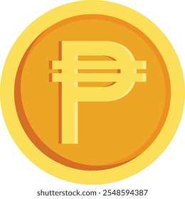 Isolated golden Pesos coin in flat style. Vector illustration