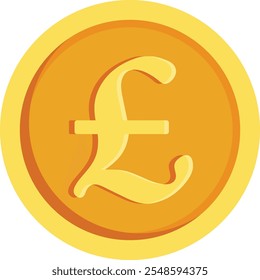 Isolated golden pound coin in flat style. Vector illustration