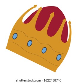 Isolated golden and red crown - Vector illustration