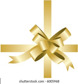 isolated golden ribbon and bow (vector)