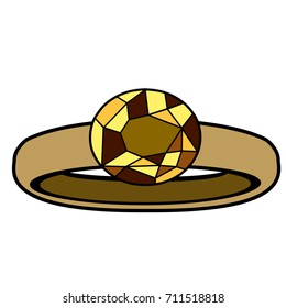 Isolated golden ring with a gemstone, Vector illustration