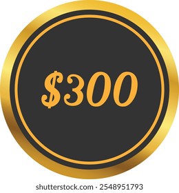 Isolated Golden shining circle with value. Vector illustration