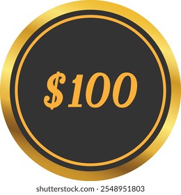 Isolated Golden shining circle with value. Vector illustration