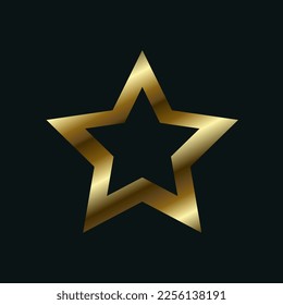 isoliertes goldener Stern-Vektordesign auf dunklem Hintergrund und Premium-Stern-Symbol, Symbol, Knopfform, Sterngoldgrafik