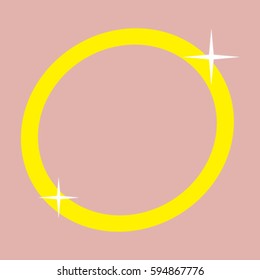 Isolated golden wedding ring on a pink background, vector illustration