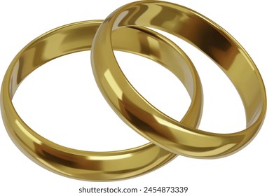 isolated golden wedding rings. pair of gold rings