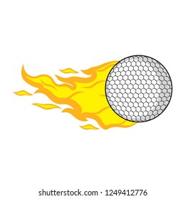 Isolated golf ball with a fire effect. Vector illustration design