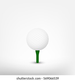 isolated golf ball and pin on blank white background in vector illustration