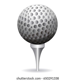 Isolated golf ball and a tee on a white background, Vector illustration