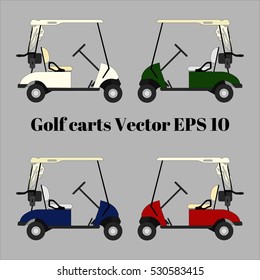 Isolated golf carts in different colors