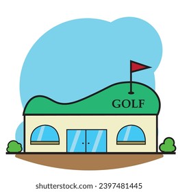 Icono de construcción de club de golf aislado Ilustración vectorial