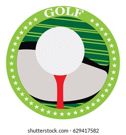Isolated golf emblem with a ball and a tee, Vector illustration