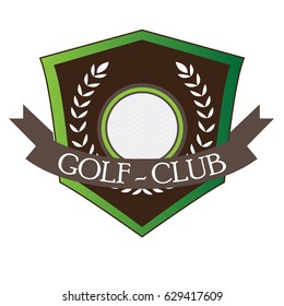 Isolated golf emblem with a laurel wreath, Vector illustration