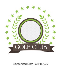 Isolated golf emblem with a ribbon, Vector illustration