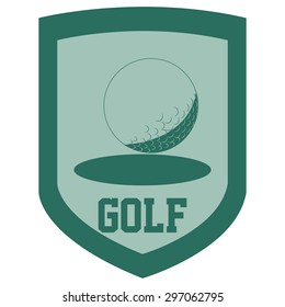 Isolated golf emblem with text and a golf ball. Vector illustration
